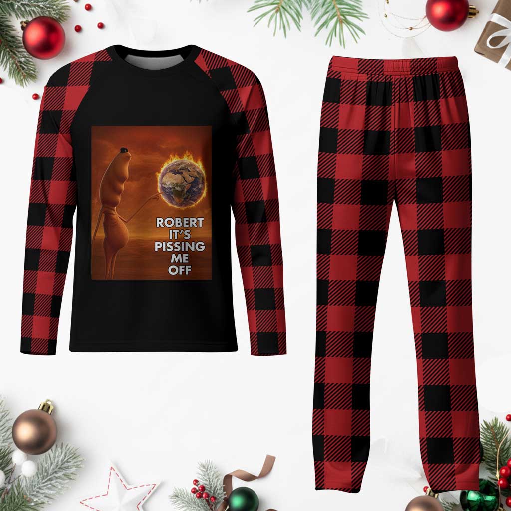 Funny Marcus Plaid Pajama Set Robert Its Pissing Me Off Worm Meme TS11 Buffalo Plaid Print Your Wear