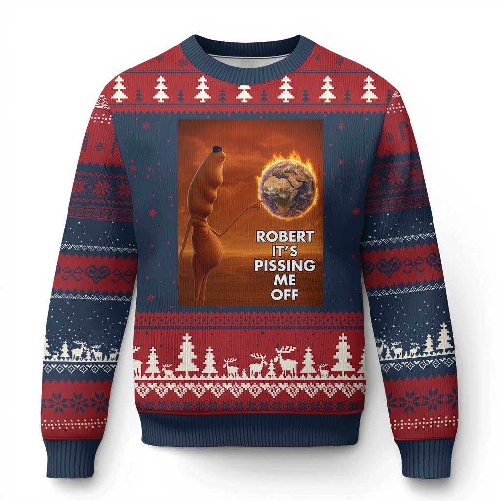 Funny Marcus Ugly Christmas Sweater Robert Its Pissing Me Off Worm Meme TS11 Navy Red Print Your Wear