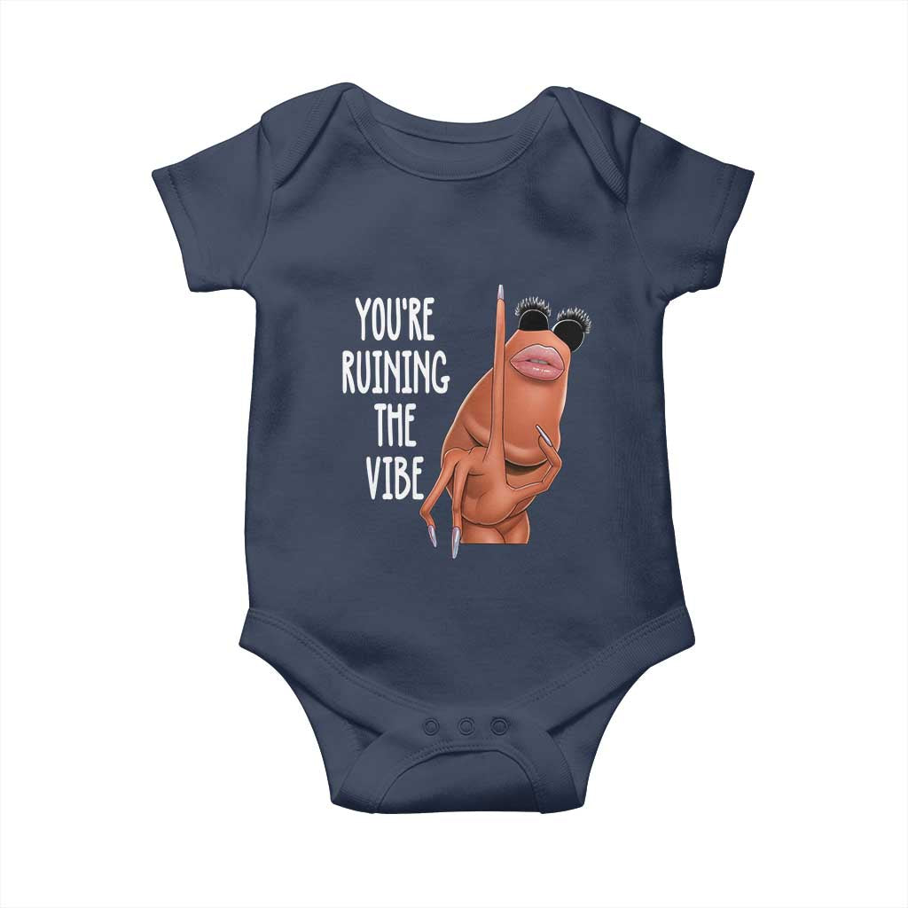 Funny Marcus Baby Onesie You Are Ruining The Vibe Worm Meme TS11 Navy Print Your Wear