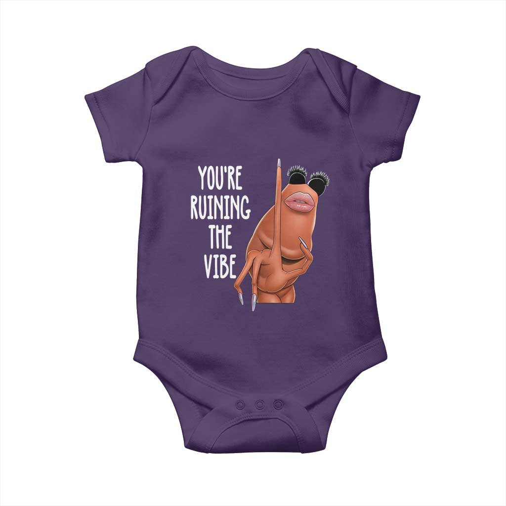 Funny Marcus Baby Onesie You Are Ruining The Vibe Worm Meme TS11 Purple Print Your Wear