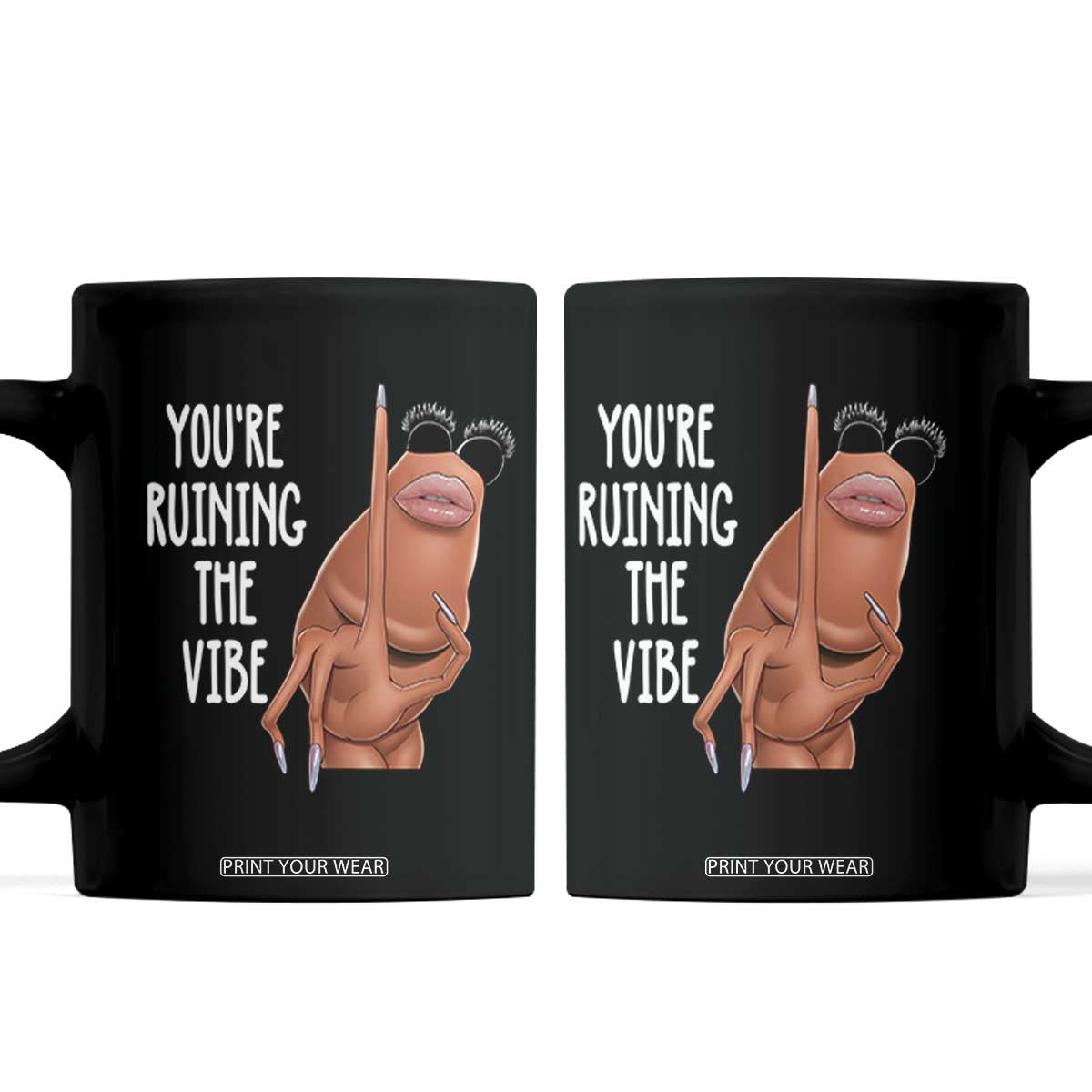 Funny Marcus Coffee Mug You Are Ruining The Vibe Worm Meme TS11 Black Print Your Wear