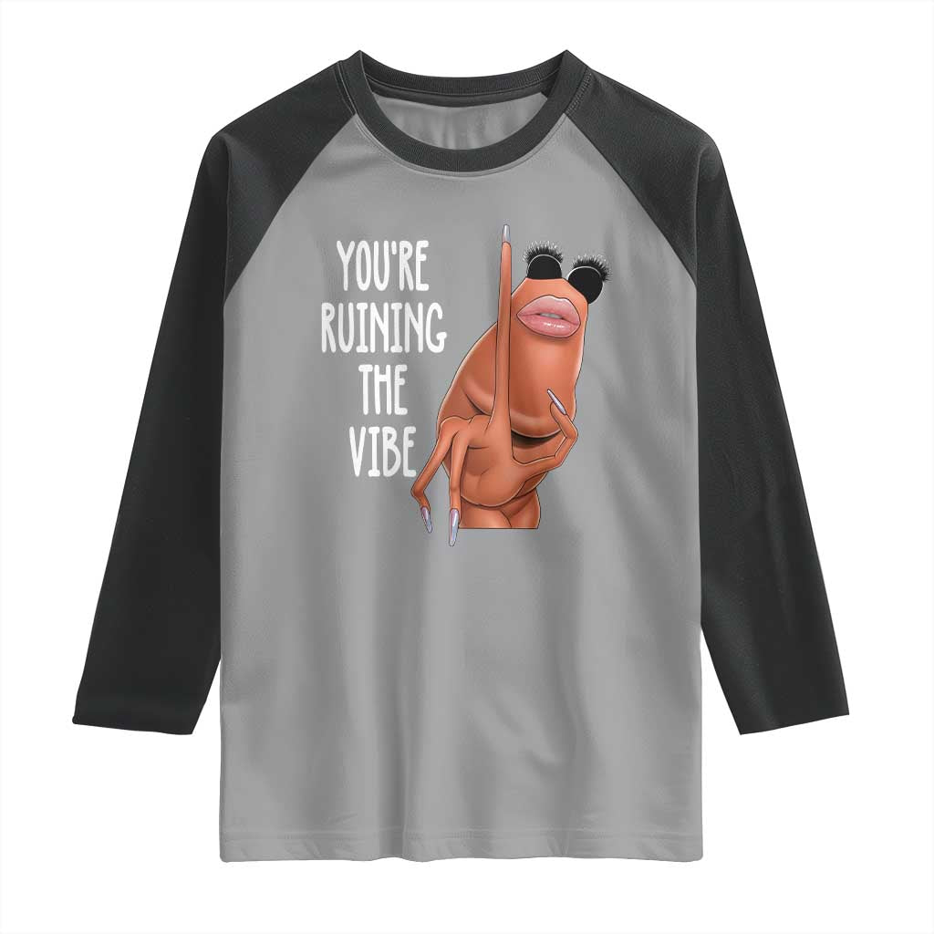 Funny Marcus Raglan Shirt You Are Ruining The Vibe Worm Meme TS11 Sport Gray Black Print Your Wear