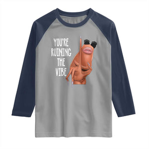 Funny Marcus Raglan Shirt You Are Ruining The Vibe Worm Meme TS11 Sport Gray Navy Print Your Wear