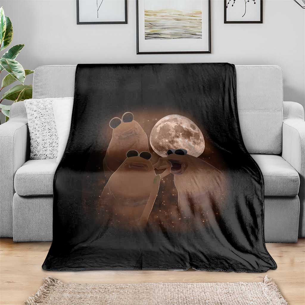 Three Marcus The Worm Moon Throw Blanket Funny Weird Cursed Meme TS11 Print Your Wear