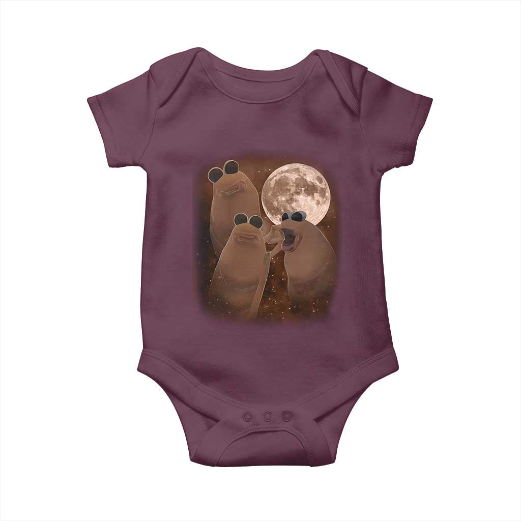 Three Marcus The Worm Moon Baby Onesie Funny Weird Cursed Meme TS11 Maroon Print Your Wear