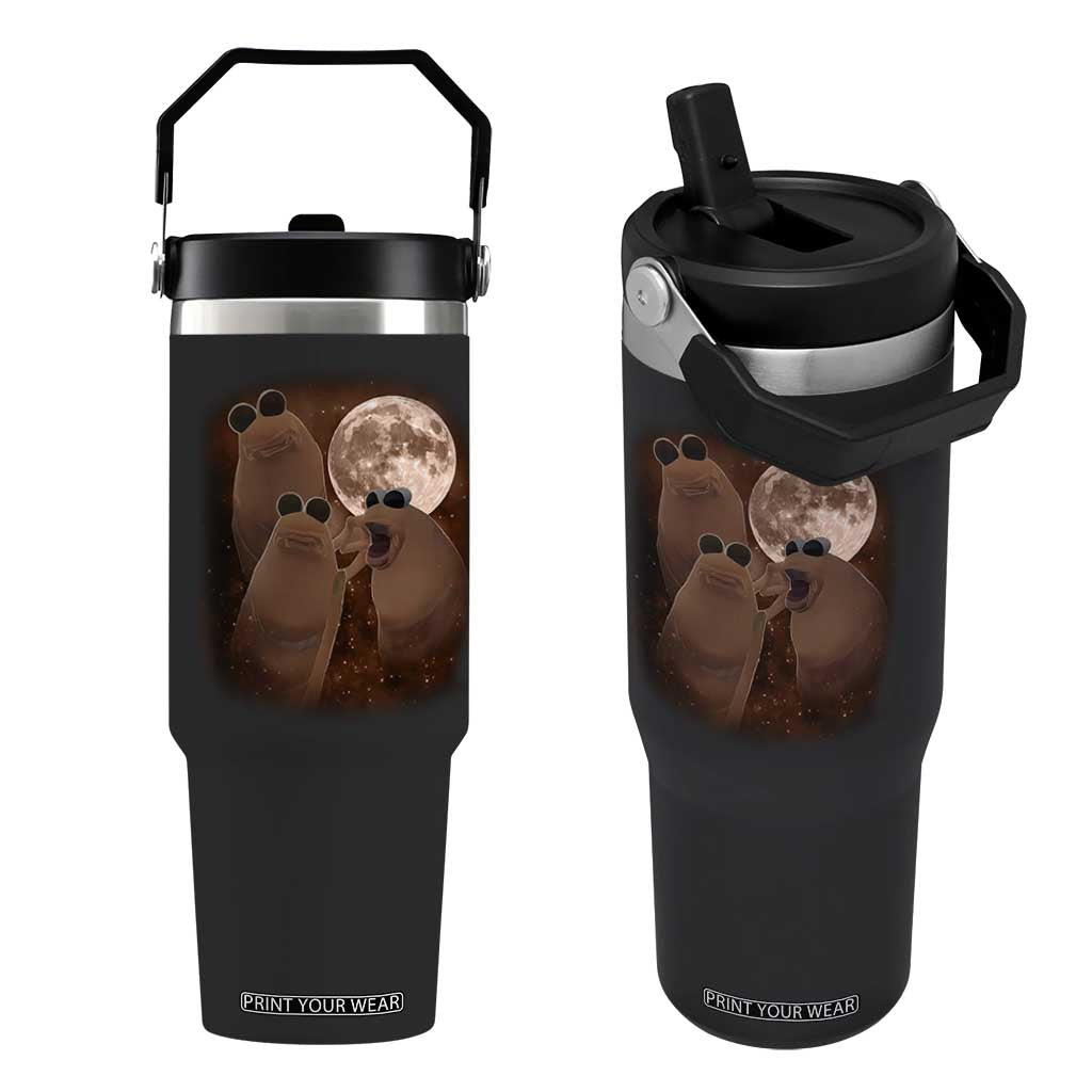 Three Marcus The Worm Moon Flip Straw Tumbler Funny Weird Cursed Meme TS11 One Size: 30 oz Black Print Your Wear