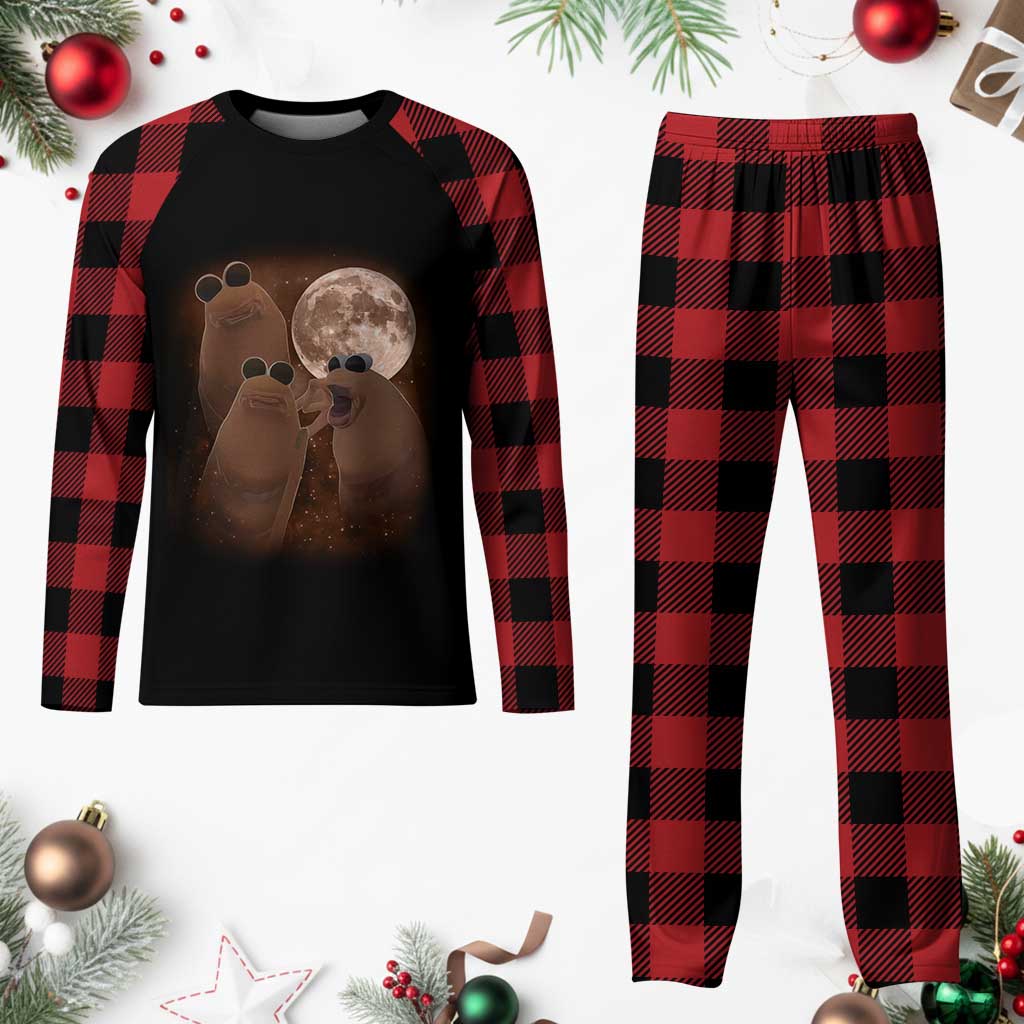 Three Marcus The Worm Moon Plaid Pajama Set Funny Weird Cursed Meme TS11 Buffalo Plaid Print Your Wear