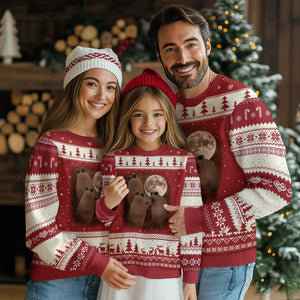 Three Marcus The Worm Moon Ugly Christmas Sweater Funny Weird Cursed Meme TS11 Red Beige Print Your Wear