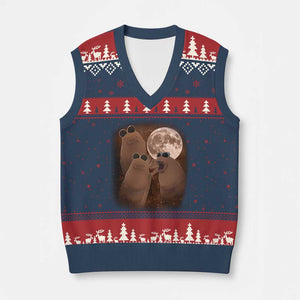 Three Marcus The Worm Moon V-Neck Knit Sweater Vest Funny Weird Cursed Meme TS11 Navy Red Print Your Wear