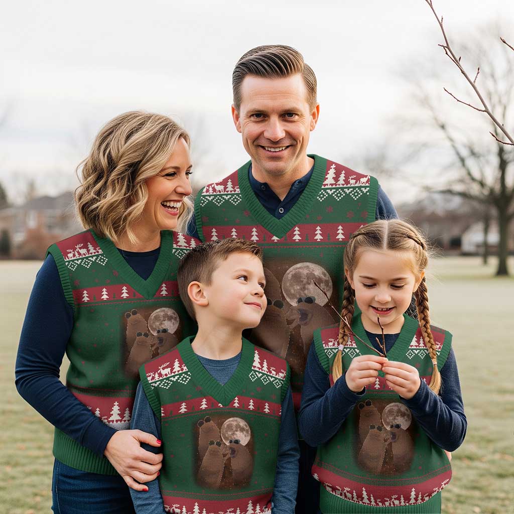 Three Marcus The Worm Moon V-Neck Knit Sweater Vest Funny Weird Cursed Meme TS11 Red Green Print Your Wear