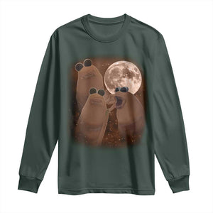 Three Marcus The Worm Moon Long Sleeve Shirt Funny Weird Cursed Meme TS11 Dark Forest Green Print Your Wear