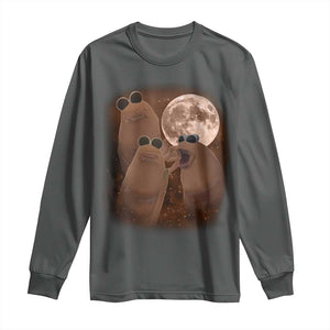 Three Marcus The Worm Moon Long Sleeve Shirt Funny Weird Cursed Meme TS11 Dark Heather Print Your Wear