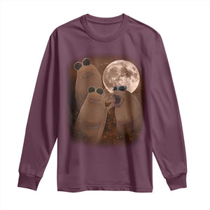Three Marcus The Worm Moon Long Sleeve Shirt Funny Weird Cursed Meme TS11 Maroon Print Your Wear