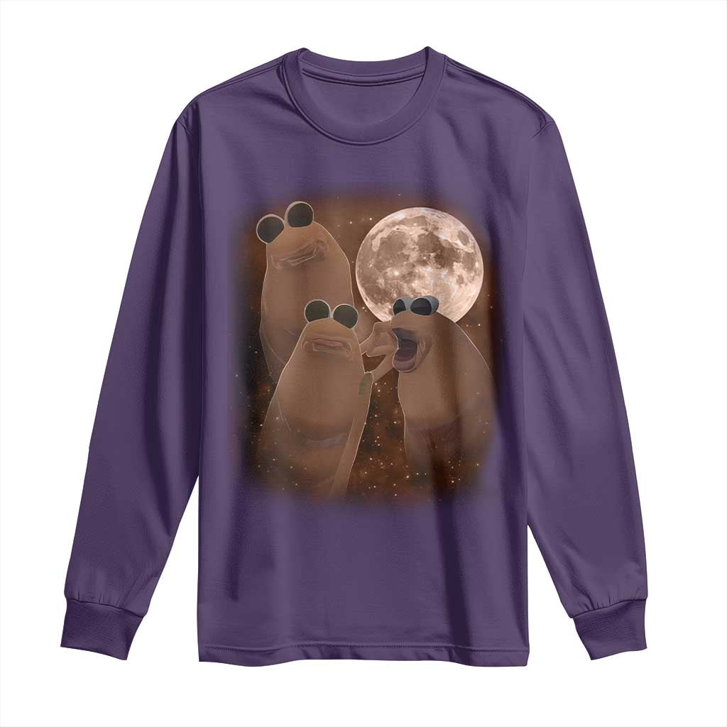 Three Marcus The Worm Moon Long Sleeve Shirt Funny Weird Cursed Meme TS11 Purple Print Your Wear