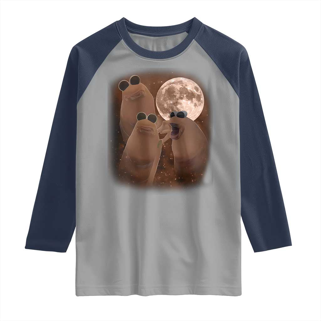 Three Marcus The Worm Moon Raglan Shirt Funny Weird Cursed Meme TS11 Sport Gray Navy Print Your Wear