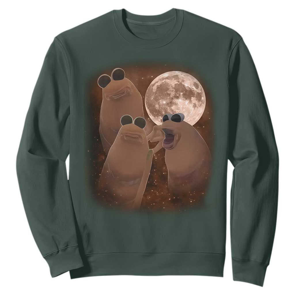 Three Marcus The Worm Moon Sweatshirt Funny Weird Cursed Meme TS11 Dark Forest Green Print Your Wear
