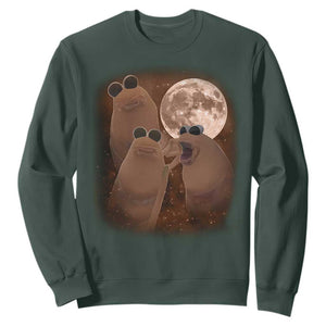 Three Marcus The Worm Moon Sweatshirt Funny Weird Cursed Meme TS11 Dark Forest Green Print Your Wear