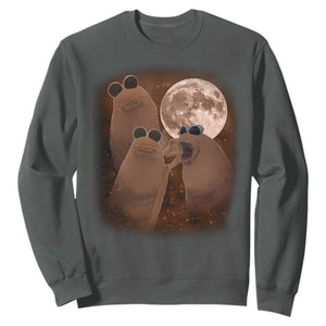 Three Marcus The Worm Moon Sweatshirt Funny Weird Cursed Meme TS11 Dark Heather Print Your Wear