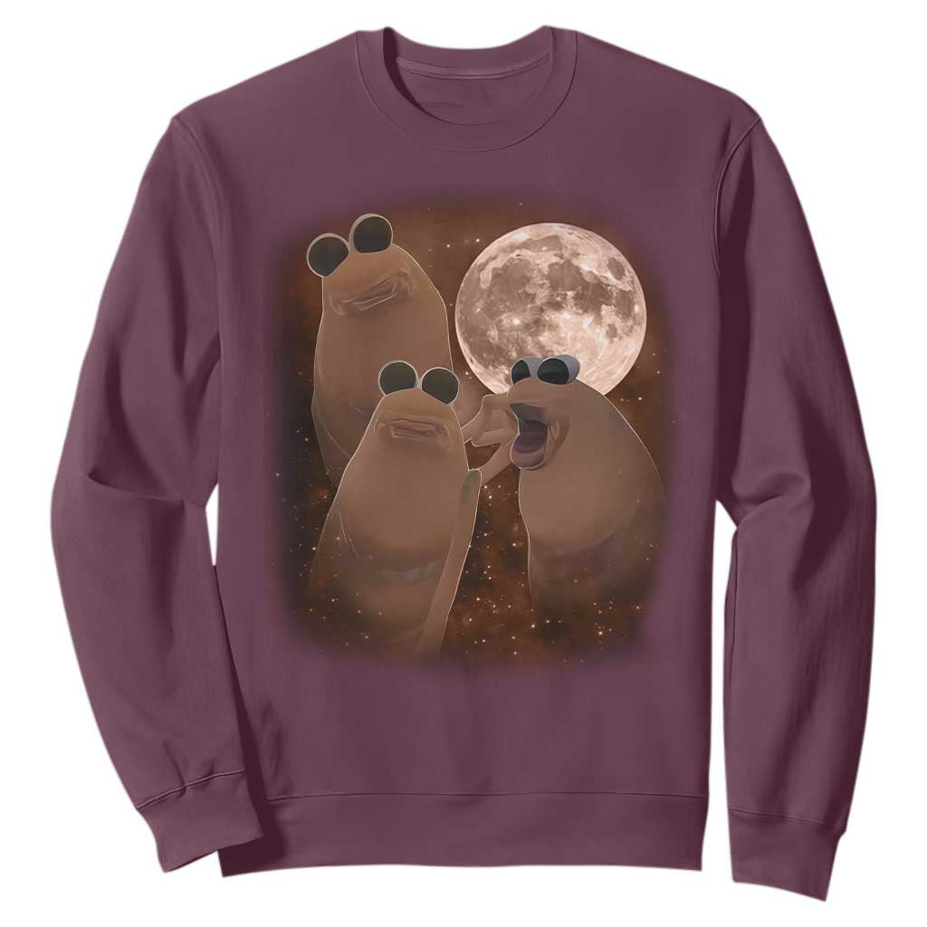 Three Marcus The Worm Moon Sweatshirt Funny Weird Cursed Meme TS11 Maroon Print Your Wear