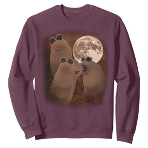Three Marcus The Worm Moon Sweatshirt Funny Weird Cursed Meme TS11 Maroon Print Your Wear