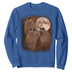 Three Marcus The Worm Moon Sweatshirt Funny Weird Cursed Meme TS11 Royal Blue Print Your Wear
