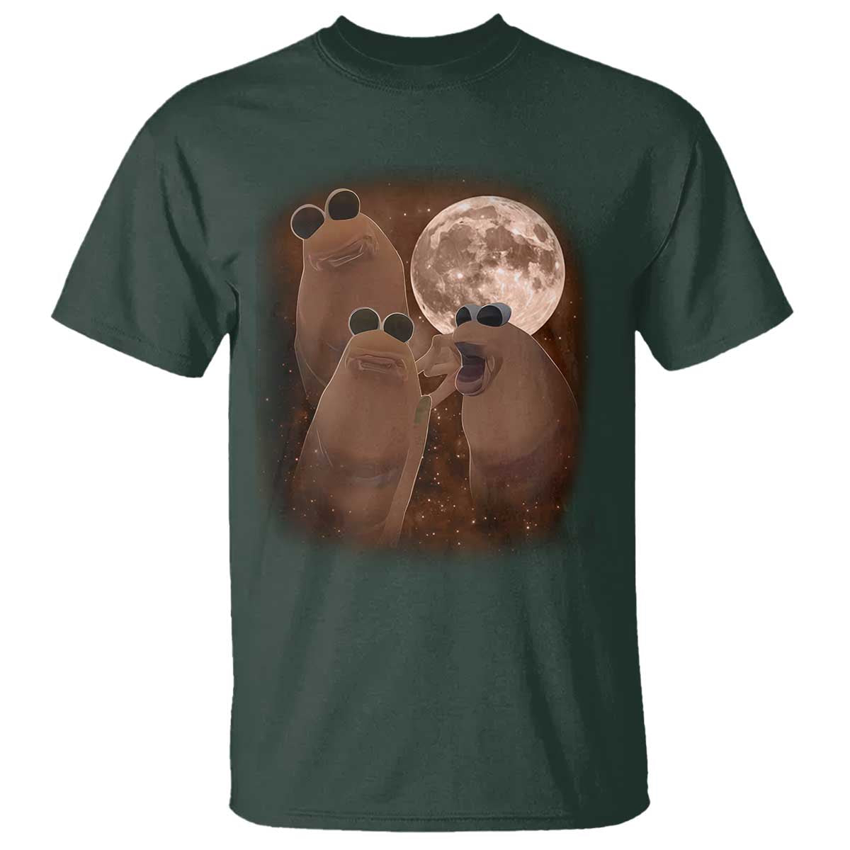 Three Marcus The Worm Moon T Shirt Funny Weird Cursed Meme TS11 Dark Forest Green Print Your Wear