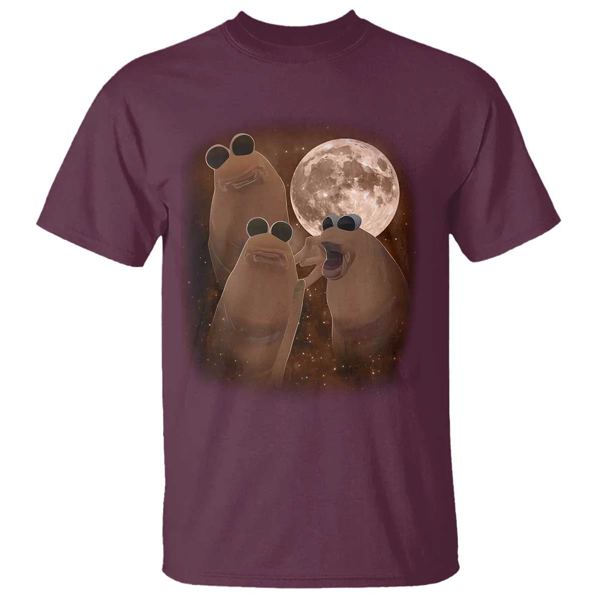 Three Marcus The Worm Moon T Shirt Funny Weird Cursed Meme TS11 Maroon Print Your Wear