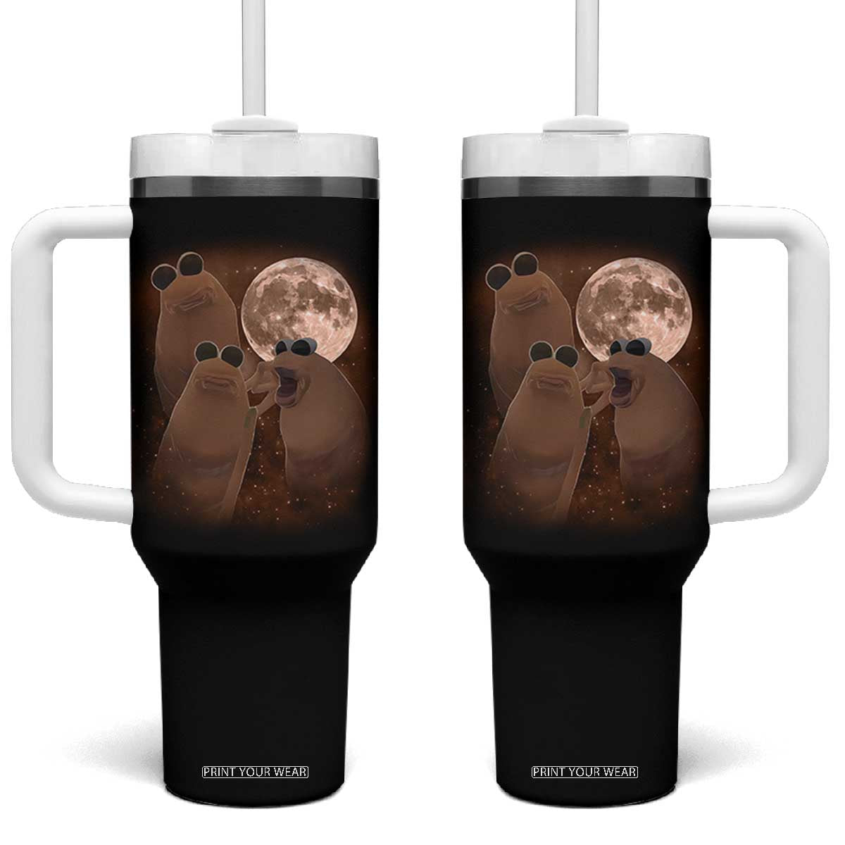 Three Marcus The Worm Moon Tumbler With Handle Funny Weird Cursed Meme TS11 One Size: 40 oz Black Print Your Wear