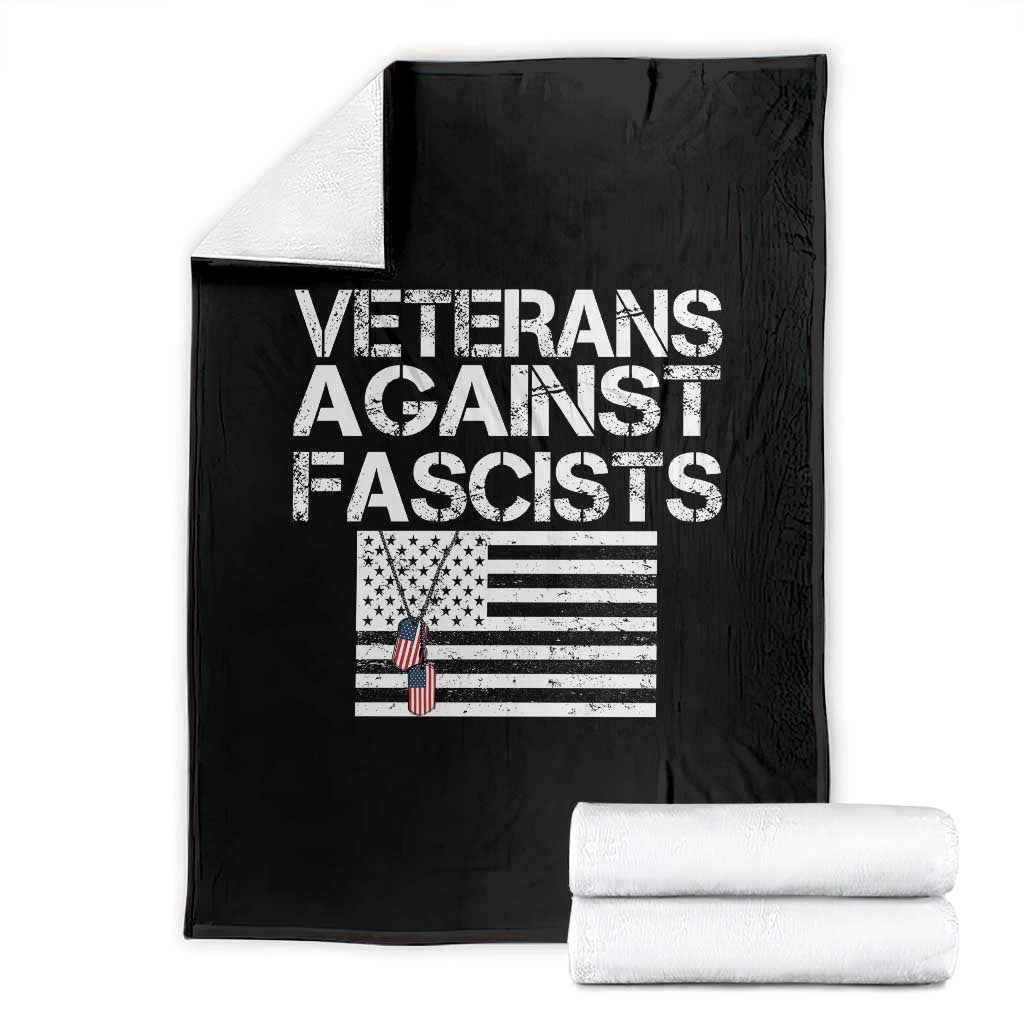 Veterans Against Fascists Throw Blanket Patriotic Soldier Vintage American Flag Dog Tag TS11 Black Print Your Wear