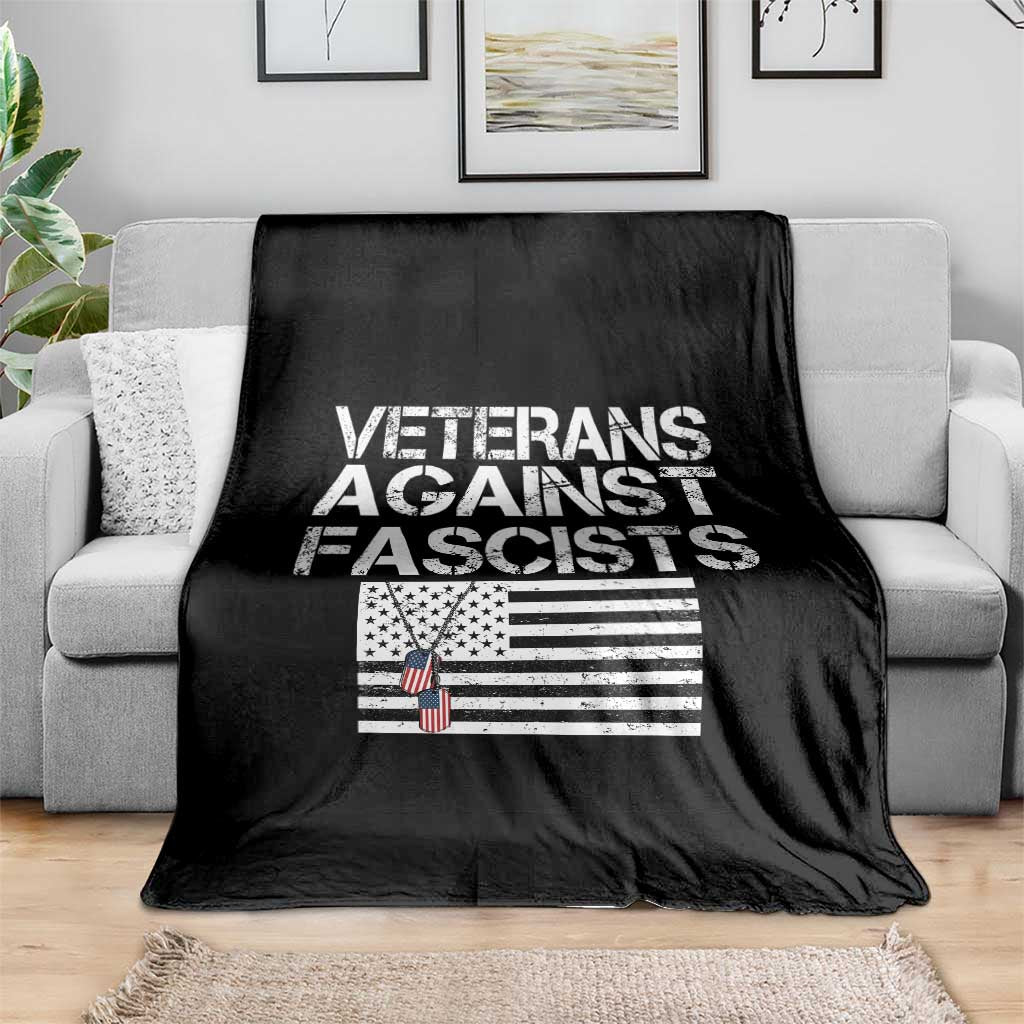 Veterans Against Fascists Throw Blanket Patriotic Soldier Vintage American Flag Dog Tag TS11 Print Your Wear