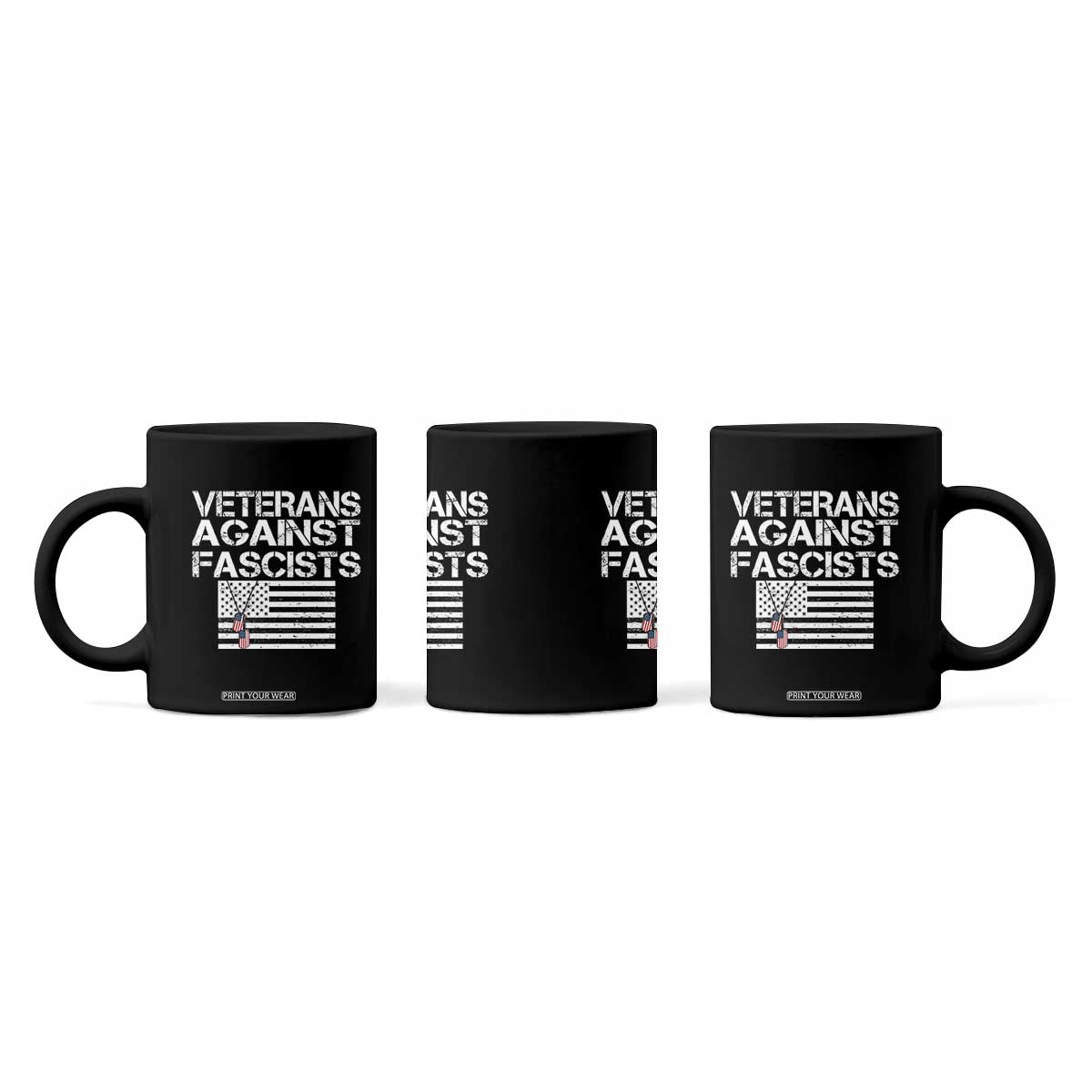 Veterans Against Fascists Coffee Mug Patriotic Soldier Vintage American Flag Dog Tag TS11 Print Your Wear