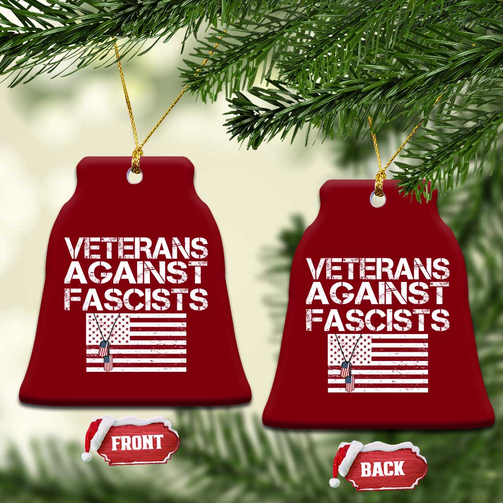 Veterans Against Fascists Ceramic Ornament Patriotic Soldier Vintage American Flag Dog Tag TS11 Print Your Wear