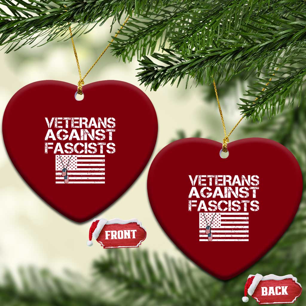 Veterans Against Fascists Ceramic Ornament Patriotic Soldier Vintage American Flag Dog Tag TS11 Print Your Wear