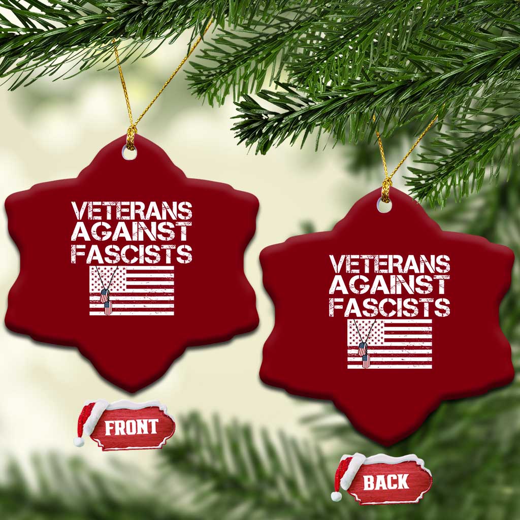 Veterans Against Fascists Ceramic Ornament Patriotic Soldier Vintage American Flag Dog Tag TS11 Print Your Wear