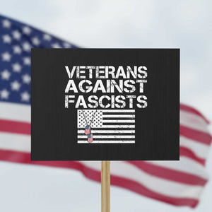 Veterans Against Fascists Protest Sign Patriotic Soldier Vintage American Flag Dog Tag TS11 Horizontal 18" × 24" Black Print Your Wear