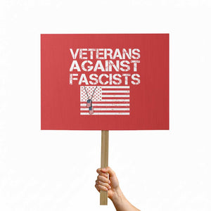 Veterans Against Fascists Protest Sign Patriotic Soldier Vintage American Flag Dog Tag TS11 Horizontal 18" × 24" Red Print Your Wear