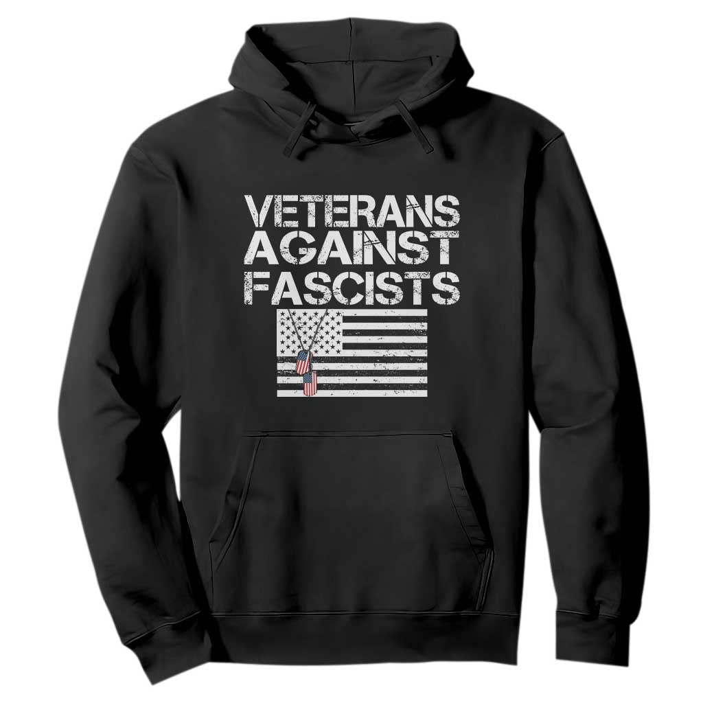 Veterans Against Fascists Hoodie Patriotic Soldier Vintage American Flag Dog Tag TS11 Black Print Your Wear