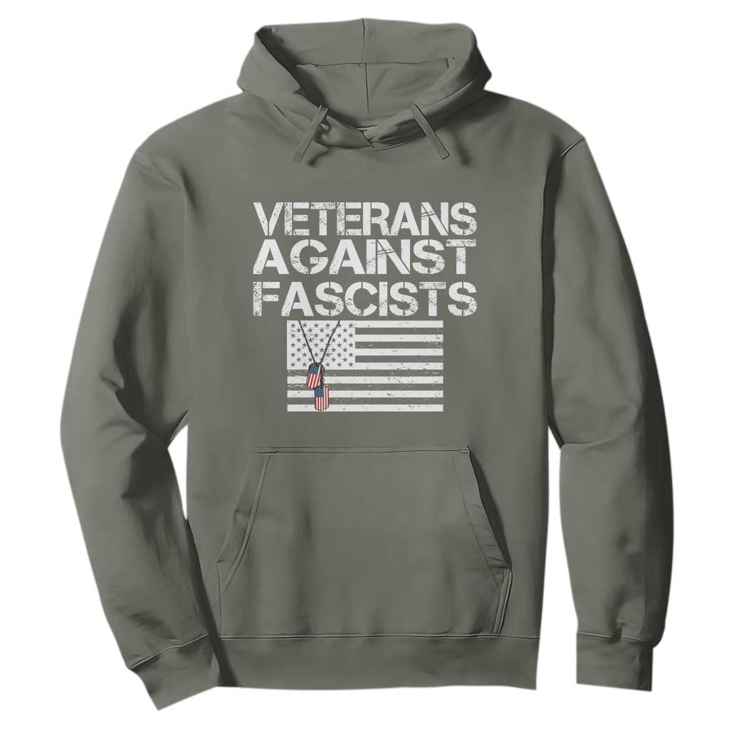Veterans Against Fascists Hoodie Patriotic Soldier Vintage American Flag Dog Tag TS11 Military Green Print Your Wear