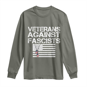 Veterans Against Fascists Long Sleeve Shirt Patriotic Soldier Vintage American Flag Dog Tag TS11 Military Green Print Your Wear