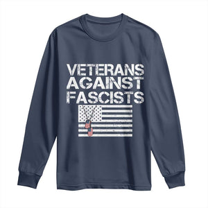 Veterans Against Fascists Long Sleeve Shirt Patriotic Soldier Vintage American Flag Dog Tag TS11 Navy Print Your Wear