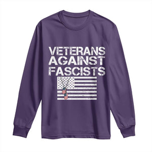 Veterans Against Fascists Long Sleeve Shirt Patriotic Soldier Vintage American Flag Dog Tag TS11 Purple Print Your Wear
