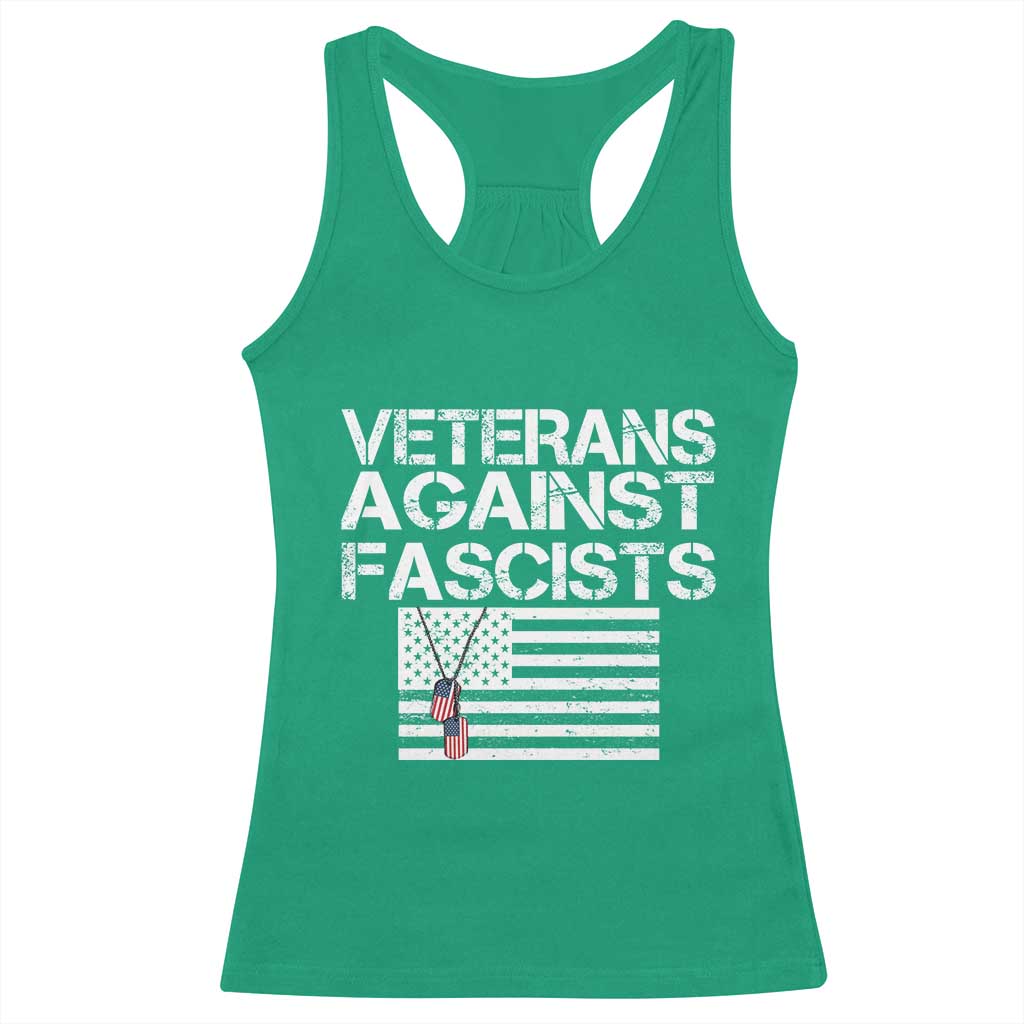 Veterans Against Fascists Racerback Tank Top Patriotic Soldier Vintage American Flag Dog Tag TS11 Irish Green Print Your Wear