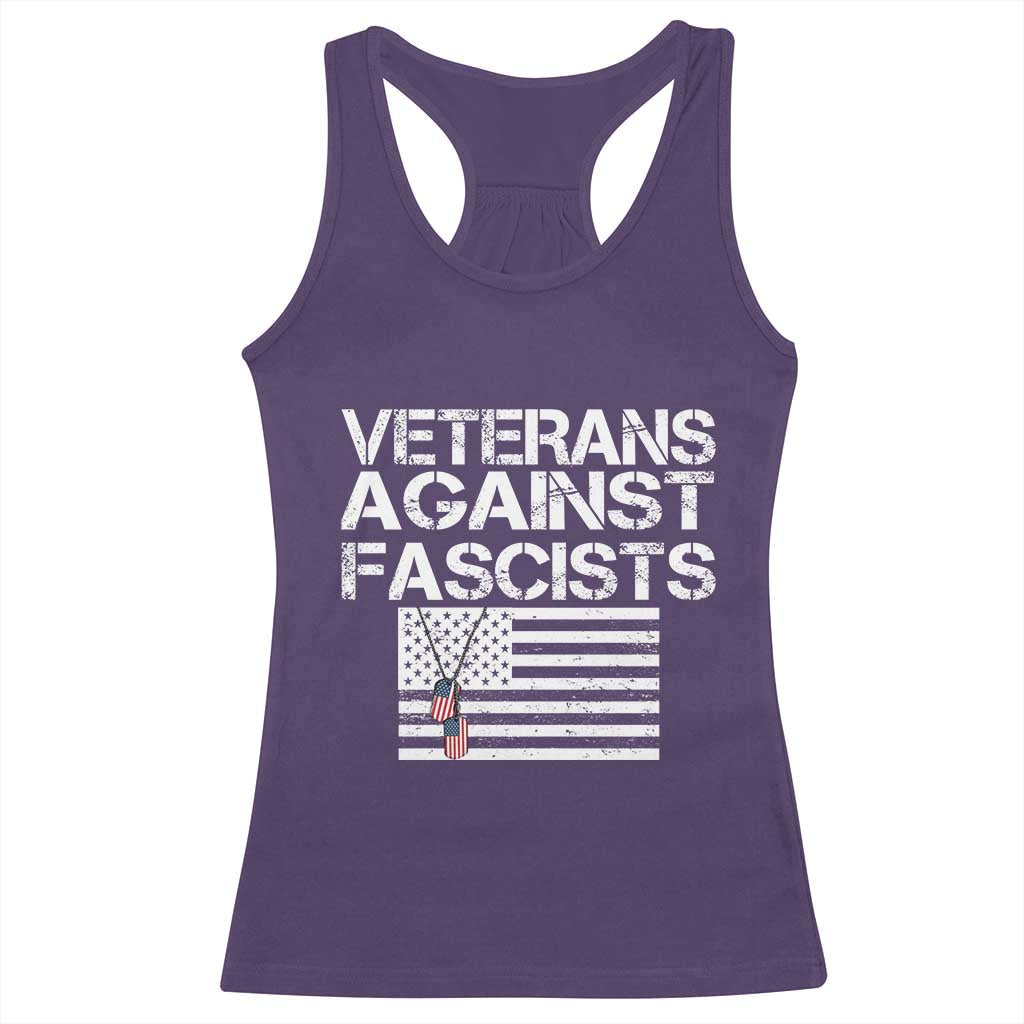Veterans Against Fascists Racerback Tank Top Patriotic Soldier Vintage American Flag Dog Tag TS11 Purple Print Your Wear