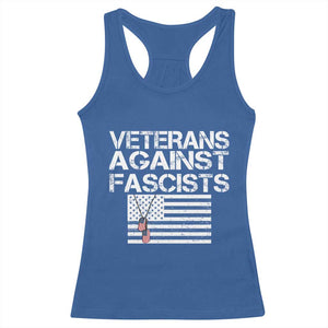Veterans Against Fascists Racerback Tank Top Patriotic Soldier Vintage American Flag Dog Tag TS11 Royal Blue Print Your Wear