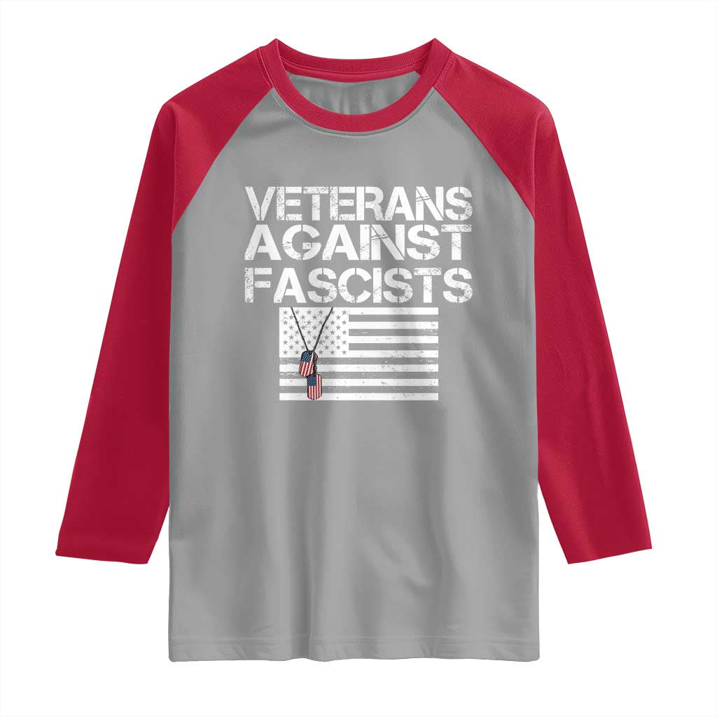 Veterans Against Fascists Raglan Shirt Patriotic Soldier Vintage American Flag Dog Tag TS11 Sport Gray Red Print Your Wear