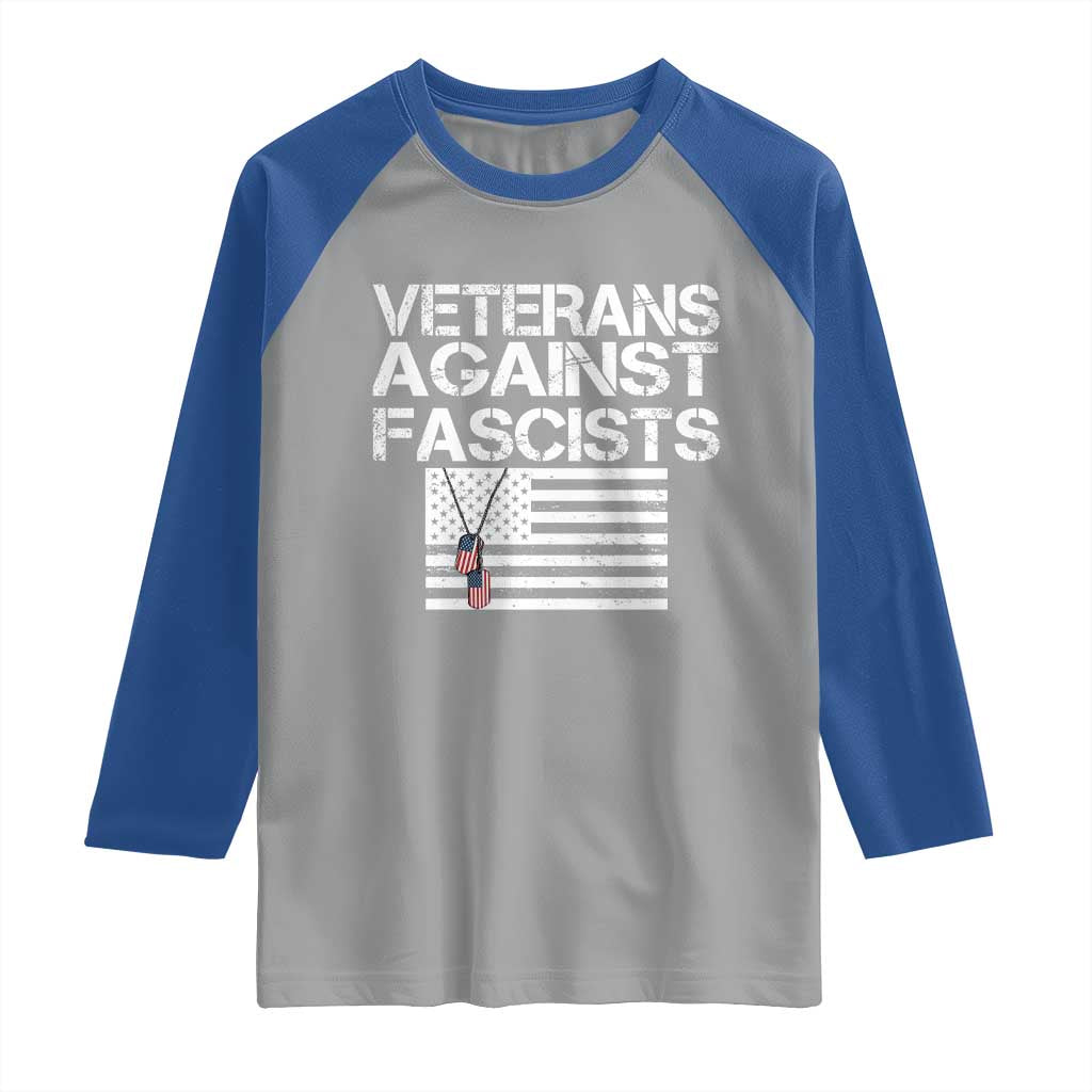 Veterans Against Fascists Raglan Shirt Patriotic Soldier Vintage American Flag Dog Tag TS11 Sport Gray Royal Print Your Wear