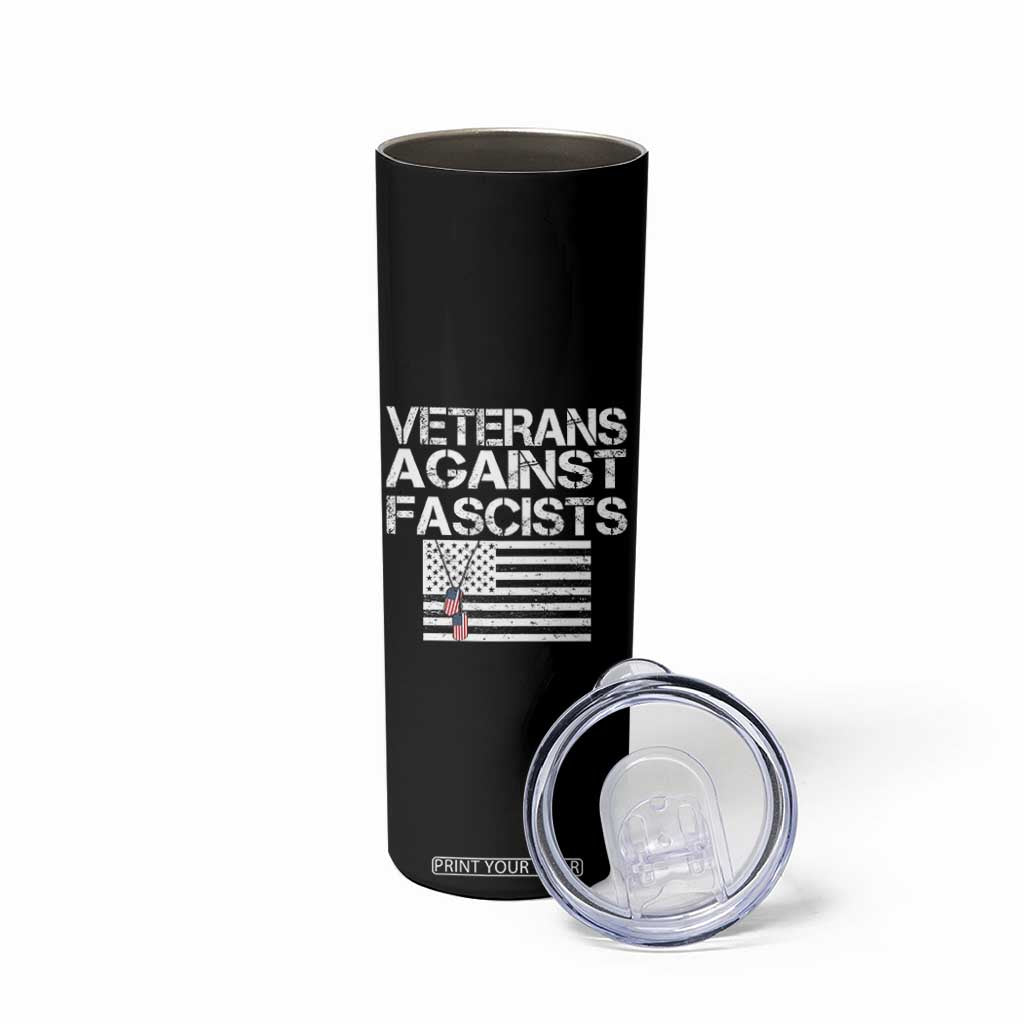 Veterans Against Fascists Skinny Tumbler Patriotic Soldier Vintage American Flag Dog Tag TS11 Print Your Wear