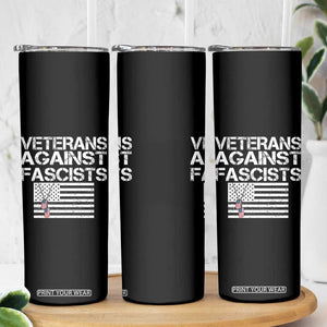 Veterans Against Fascists Skinny Tumbler Patriotic Soldier Vintage American Flag Dog Tag TS11 Print Your Wear