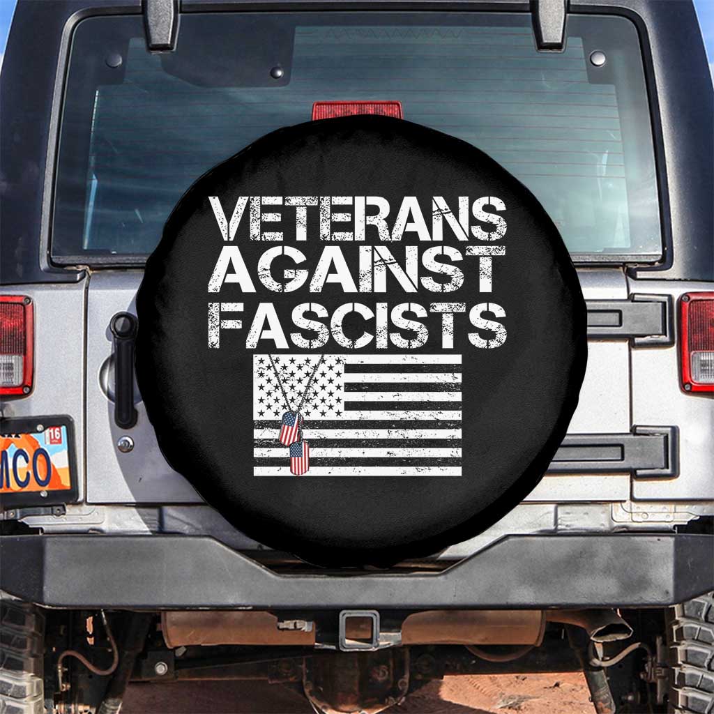 Veterans Against Fascists Spare Tire Cover Patriotic Soldier Vintage American Flag Dog Tag TS11 No hole Black Print Your Wear