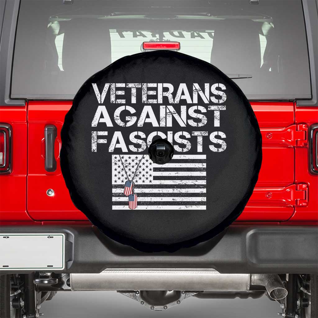 Veterans Against Fascists Spare Tire Cover Patriotic Soldier Vintage American Flag Dog Tag TS11 Black Print Your Wear